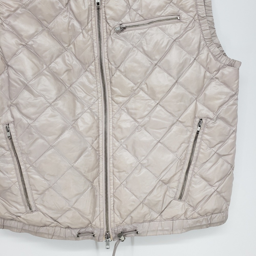 J Crew Quilted Puffer Vest Women Medium Beige Down Fill Zip Pockets Lightweight - Picture 5 of 7
